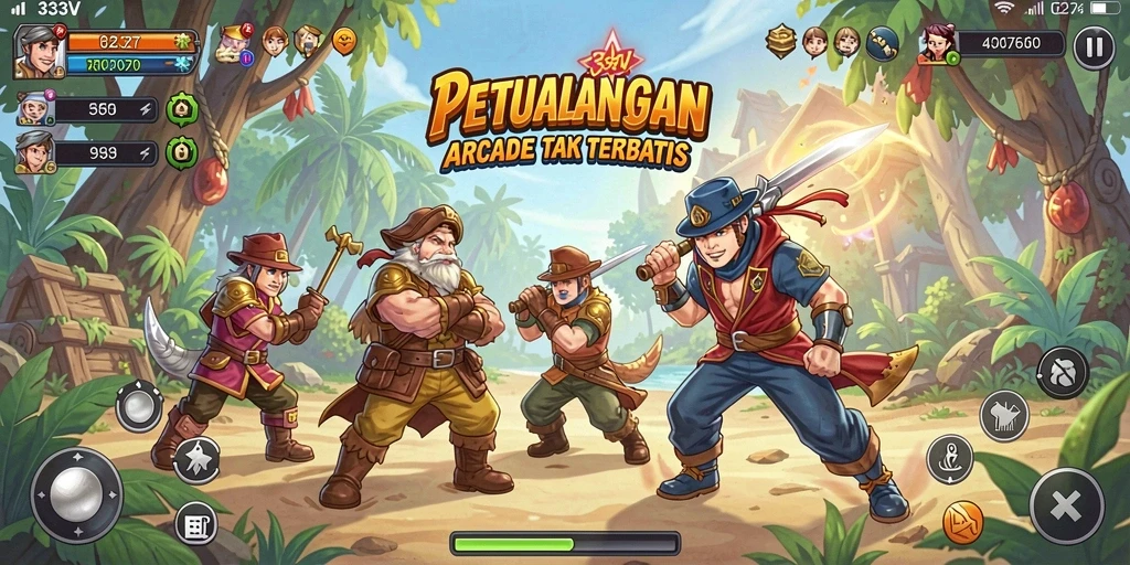 Screenshot utama 333V menampilkan gameplay Arcade yang seru dan menarik.