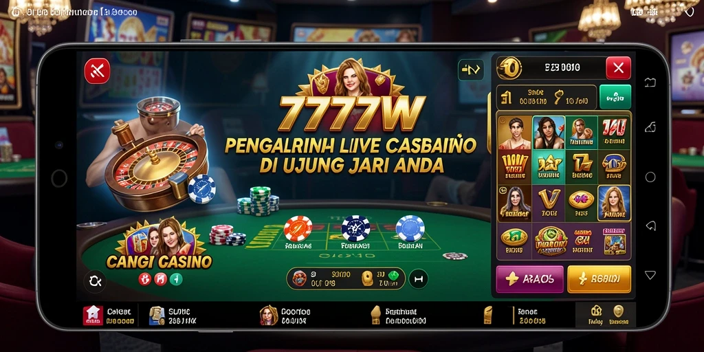 Screenshot gameplay Live Casino 7777W dengan dealer langsung.