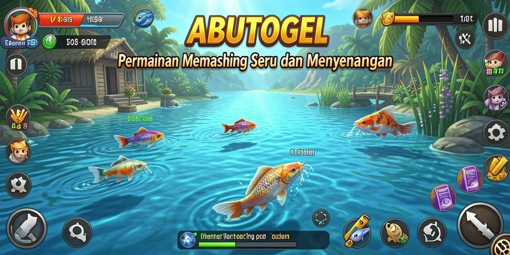 Tampilan gameplay ABUTOGEL yang penuh aksi dalam memancing.
