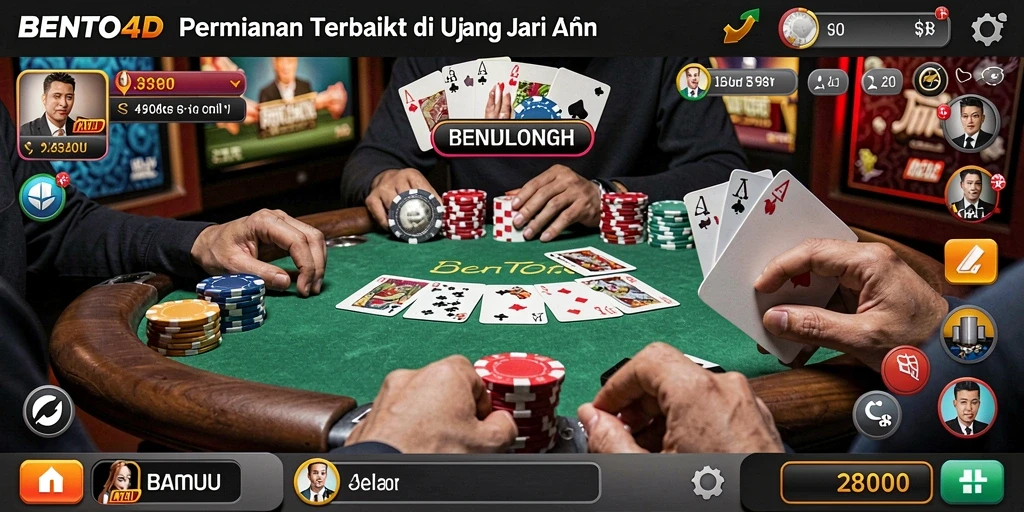 Tampilan menarik gameplay Poker di BENTO4D yang mengasyikkan.