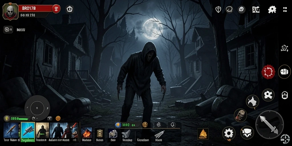 Screenshot gameplay BRO178 menampilkan momen menegangkan saat karakter menghadapi makhluk menyeramkan.