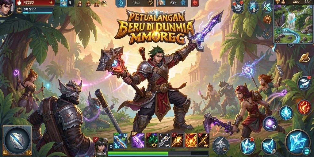 Screenshot utama FB333 menampilkan aksi seru dalam pertempuran MMORPG.
