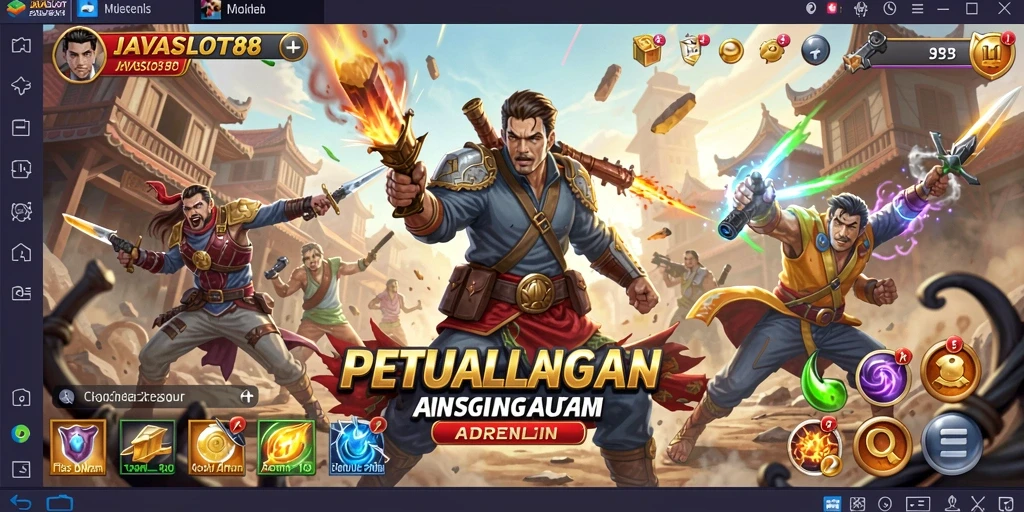 Tangkapan layar menampilkan aksi seru dalam JAVASLOT88.