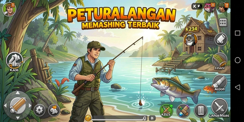 Tampilan gameplay K234 yang menarik dengan aksi memancing seru.