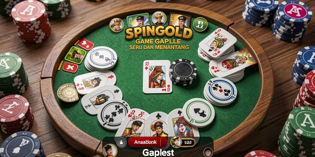 Tampilan gameplay SPINGOLD yang menarik dengan suasana Gaple.