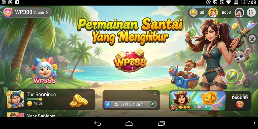 Tampilan gameplay WP888 dengan karakter lucu dan level menantang.