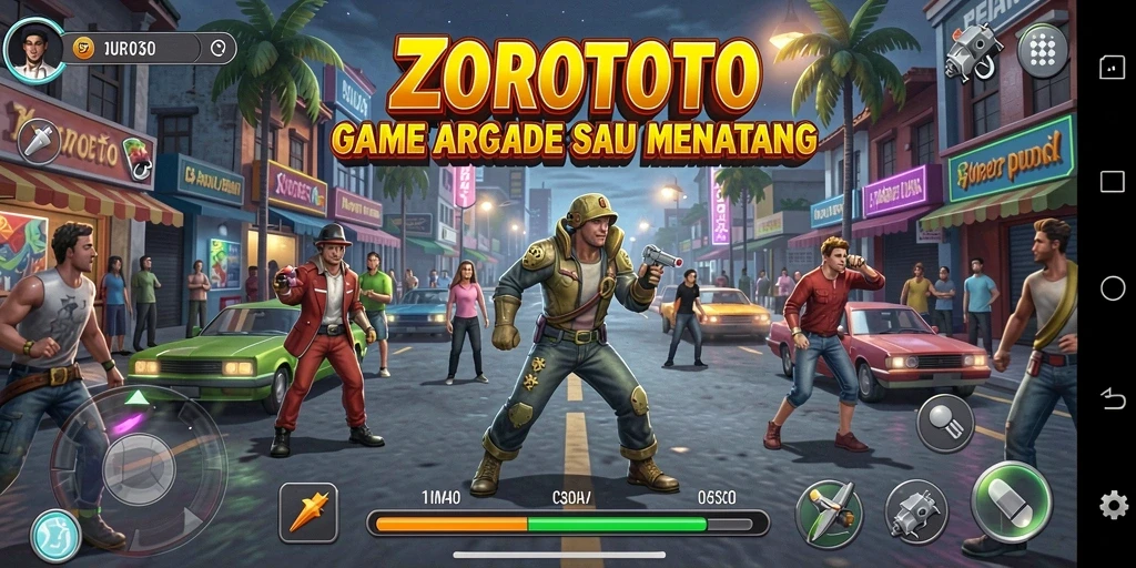 Screenshot ZOROTOTO menunjukkan gameplay arcade yang seru.